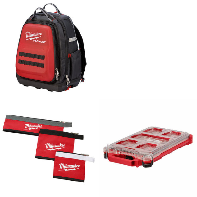 Milwaukee 48-22-8301 Packout Backpack W/ 48-22-8183 Pouches-3Pc & FREE Organizer