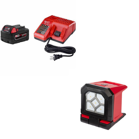 Milwaukee 48-59-1850 M18 XC5.0 Starter Kit w/ FREE 2365-20 M18 Flood Light