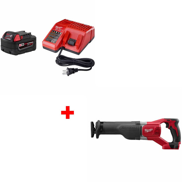 Milwaukee 48-59-1850 M18 XC5.0 Starter Kit w/ FREE 2621-20 M18 Recip Saw, Bare