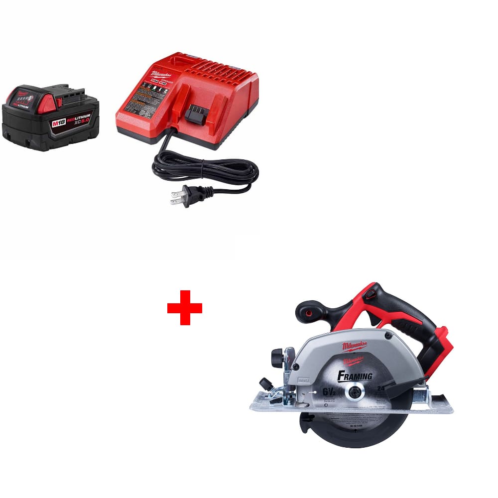 Milwaukee 48-59-1850 M18 XC5.0 Starter Kit w/ FREE 2630-20 M18 Circ Saw, Bare