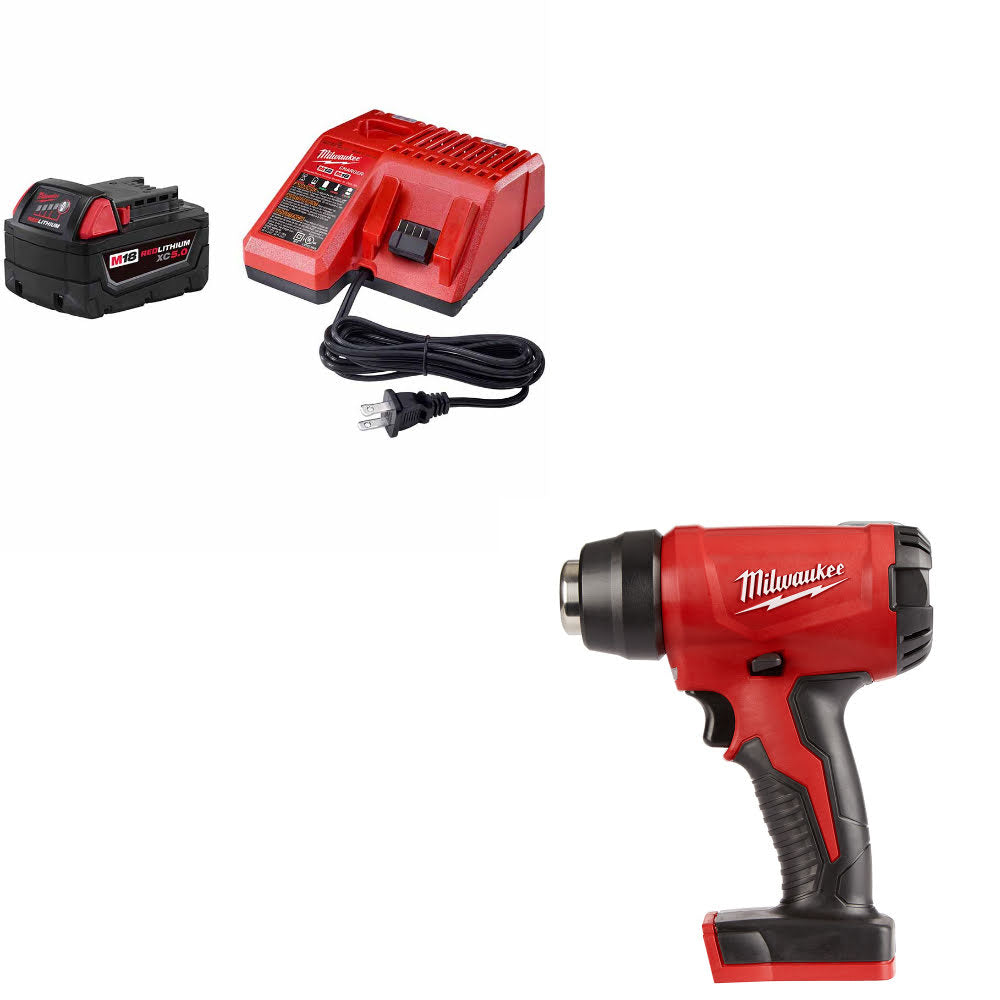 Milwaukee 48-59-1850 M18 XC5 Starter Kit W/ FREE 2688-20 M18 Heat Gun, Bare Tool