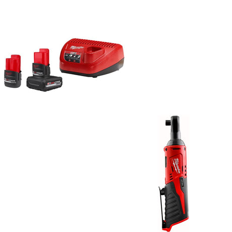 Milwaukee 48-59-2452S M12 2-Battery Starter Kit w/ FREE 2457-20 M12 3/8" Ratchet