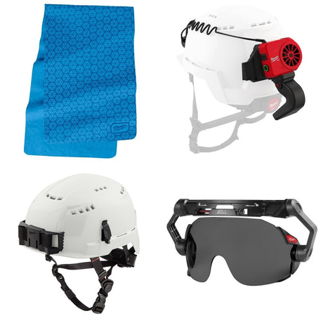 Milwaukee Safety Helmet Kit W/ Cooling Fan and Eye Visor and Towel