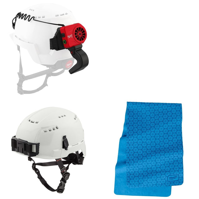 Milwaukee BOLT Safety Helmet Kit W/ USB Cooling Fan and PVA Towel