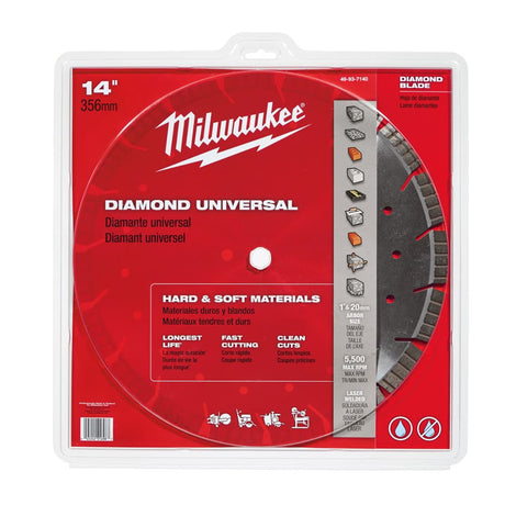 Milwaukee 49-93-7140 14" Diamond Universal Segmented-turbo Saw Blade