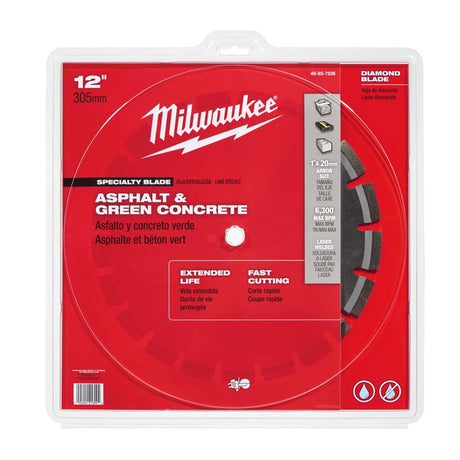 Milwaukee 49-93-7235 12" Asphalt & Green Concrete Segmented Saw Blade