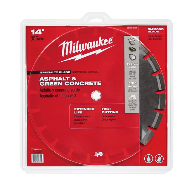 Milwaukee 49-93-7240 14" Asphalt & Green Concrete Segmented Saw Blade