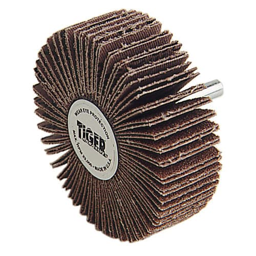 Weiler 52028 3" x 1" Tiger Coated Abrasive Flap Wheel, 1/4" Stem, 80AO