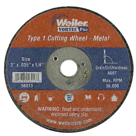 Weiler 56013 2" x .035" Type 1 Cut-Off Wheel, A60T, 1/4" A.H.