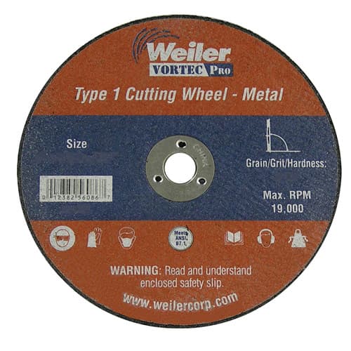 Weiler 56080 4" x .035" Type 1 Cut-Off Wheel, A60T, 3/8" A.H.