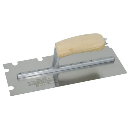 MarshallTown 5709S 10729 - 11 X 4 1/2 Notched Trowel 3/8 X 1/2 X 1 1/2 U Wood Handle