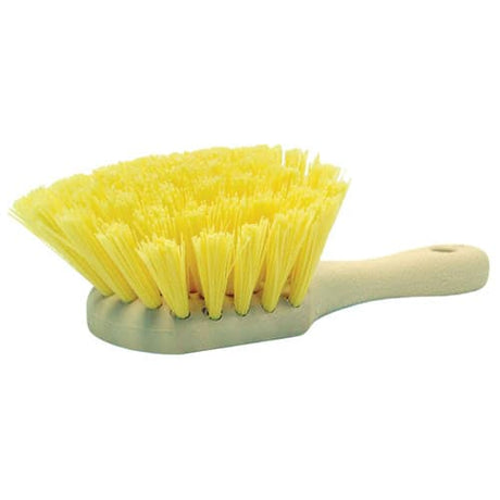 Weiler 79120 8" Utility Scrub Brush, Yellow Polypropylene Fill, Short Handle, Foam Block