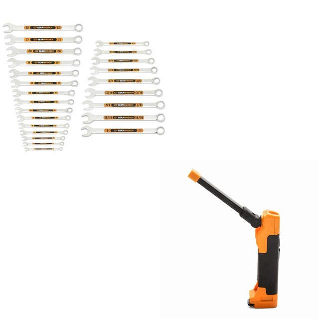 GearWrench 81900H 24-Pc Hi-Viz Combination Wrench Set W/ FREE GWFL85 Flex Head Light