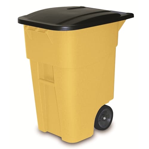 Rubbermaid FG9W2700YEL BRUTE Rollout Container/Trash Can with Lid