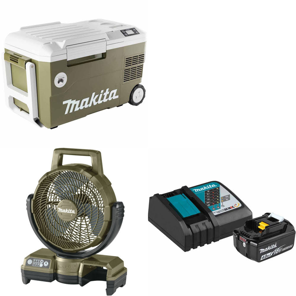 Makita ADCW180Z 18V X2 LXT Cooler/Warmer W/ ADCF203Z 18V Fan & FREE Starter Pack