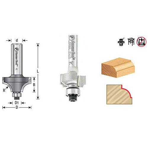 Amana 49604 1/4" R. X 1" D. X 1/2" X 1/4" Shk. Beading Router Bit - 3