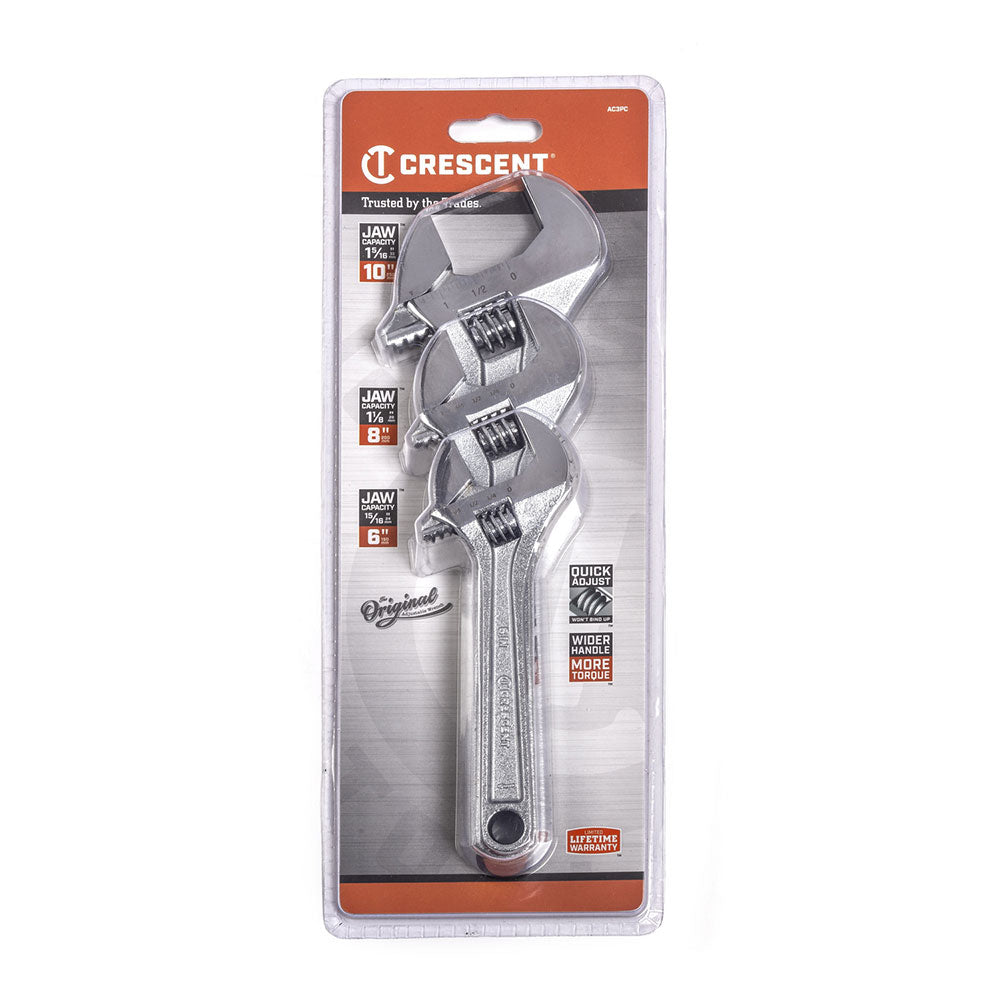 Crescent AC3PC 3 Pc. Adjustable Wrench Set 6", 8" & 10" - 3