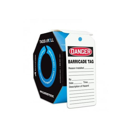 Accuform TAR158 OSHA Danger Barricade Safety Tags Polyolefin 3/8" Hole (250 Pack)