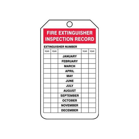Accuform TRS217PTM OSHA Fire Extinguisher Inspection Record Tag, RP-Plastic (5 Pack)
