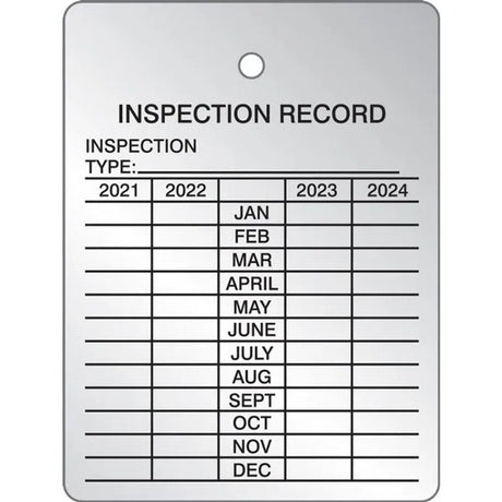 Accuform TRS223 General Inspection Record Tags 3" x 2-1/4" 4 Year Inspection Period (5 Pack)