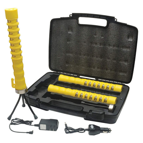 Aervoe 1157 Baton Traffic Flare Kit with Amber LEDs, Safety Yellow