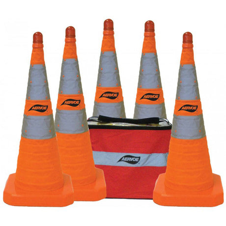 Aervoe 1193 28" Collapsible Safety Cone Kit, 5 Pack