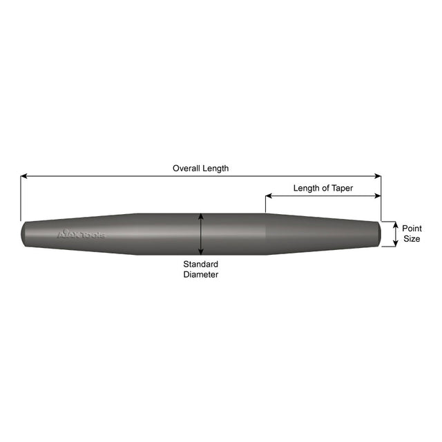 Ajax Tools 634 Standard Diameter 13/16" x 8" Barrel Pin, 3/8" Point