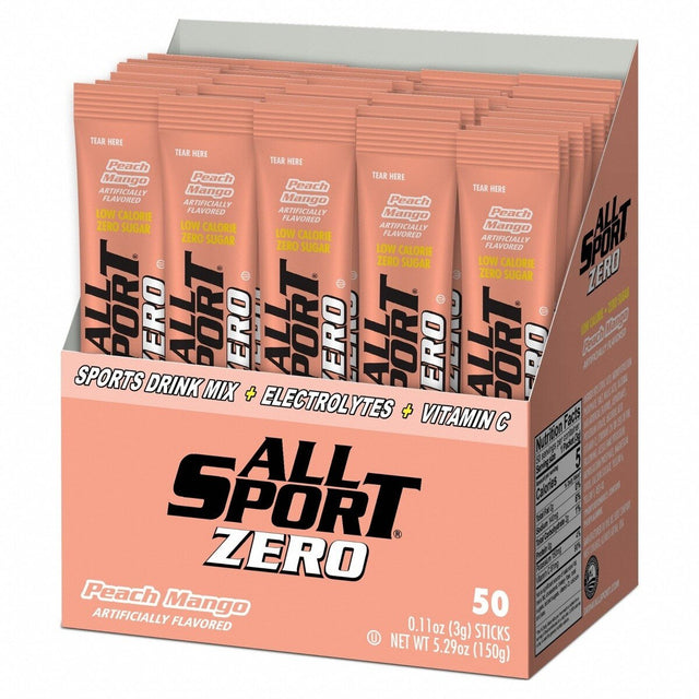 All Sport 10122527 Zero Electrolyte Drink Mix Powder Sticks Peach Mango Flavor (500 Sticks Per Case)