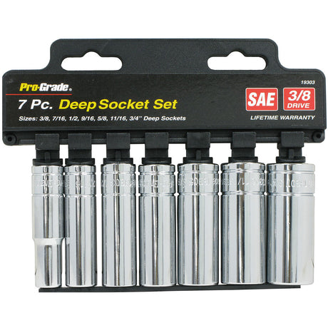 Allied 19303 3/8" Drive 7 Piece SAE Deep Socket Set W/Rail