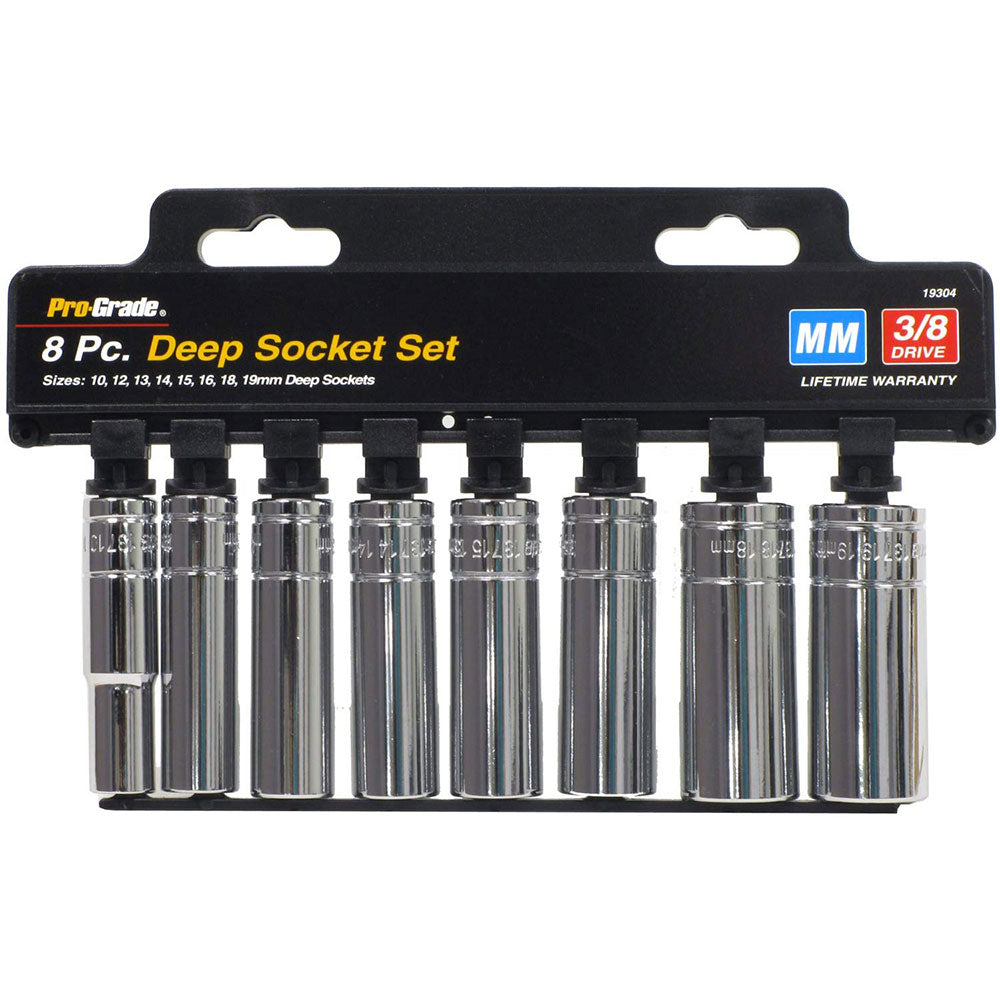 Allied 19304 8-Piece 3/8" Driver Metric Deep Socket Set with Rail