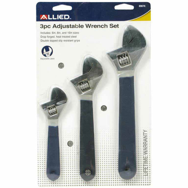 Allied 89076 3-Pieces Adjustable Wrench Set