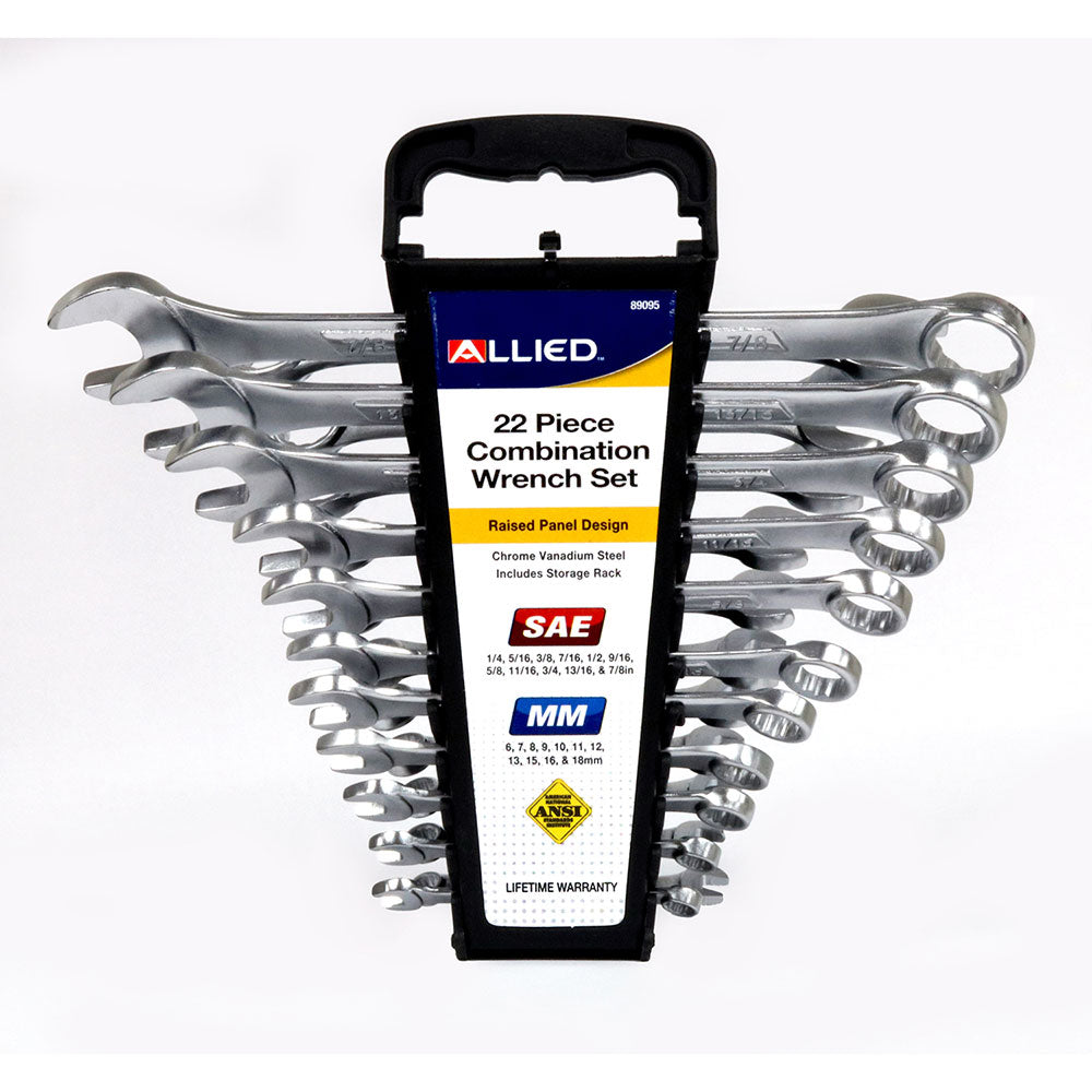 Allied 89095 22 Piece SAE/MM Wrench Set 1/4"-7/8" & 6mm-18mm