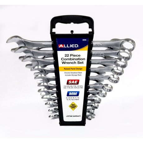 Allied 89095 22 Piece SAE/MM Wrench Set 1/4"-7/8" & 6mm-18mm