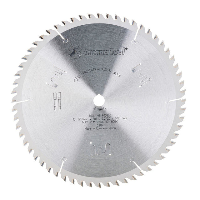 Amana 610600 10" 60 Tooth ATB Carbide Tipped Cut Off and Crosscut Saw Blade 5/8" Bore