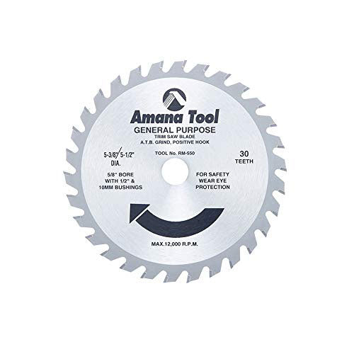 Amana RM550 General Purpose Carbide Tipped, 30T ATB 5/8" Bore, 5-1/2"