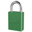American Lock A1105KAGRN25743 Green Anodized Aluminum Safety Padlock 1.5" Body 1" Shackle Keyed Alike 25743 Key