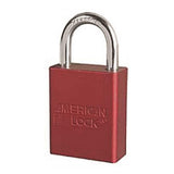 American Lock A1105RED Anodized Aluminum Red Safety Padlock Keyed Different 1/4" Shackle - 2