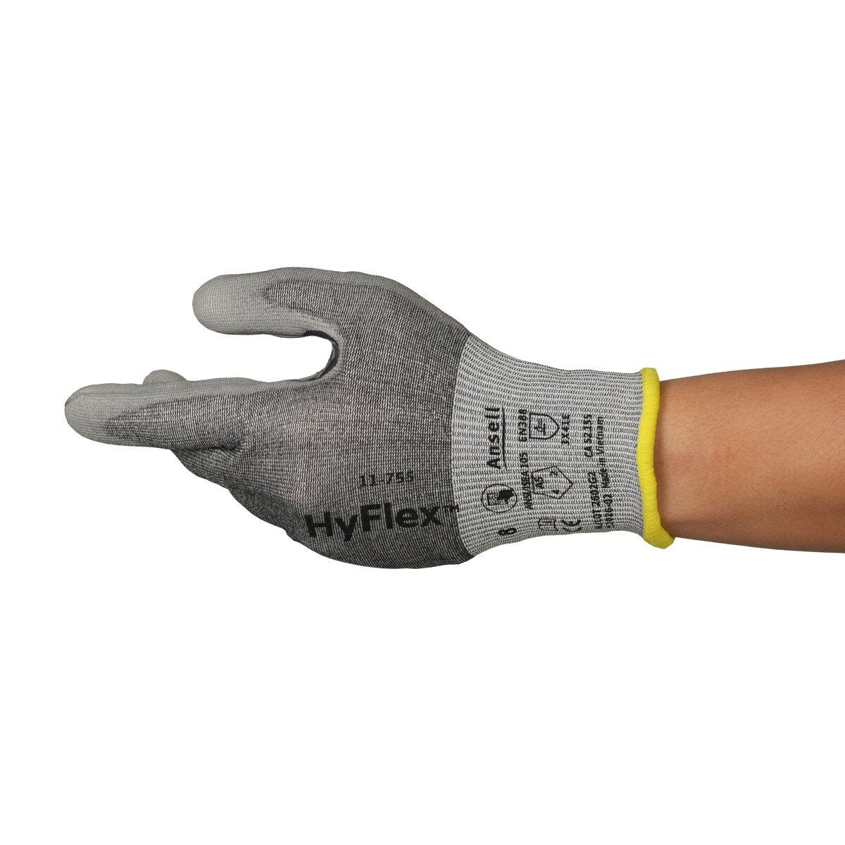 Ansell 11-755 HyFlex ANSI A5 Cut Resistant PU Palm Dipped Work Gloves - 3