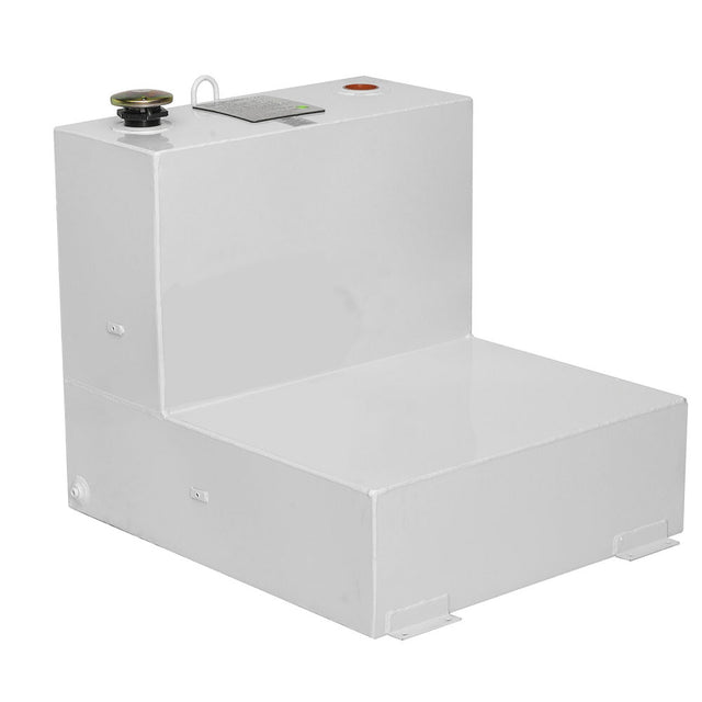 JOBOX 482000 48 Gall White L-Shaped Steel Liquid Transfer Tank for Trucks