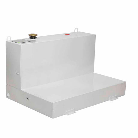 Crescent JOBOX 488000 85 Gallon White Low-Profile L-Shaped Steel Liquid Transfer Tank for Trucks