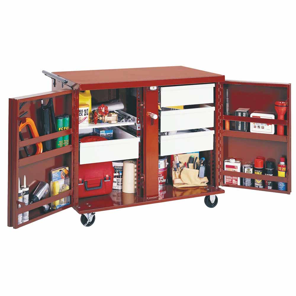 Crescent Jobox 676990 Rolling Work Bench - 4 Drawers, 1 Shelf, 4" Casters