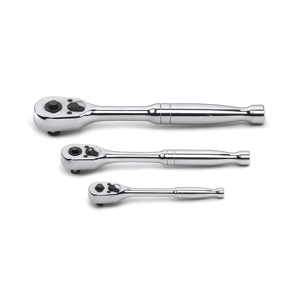 GearWrench 81310 3 Pc. 1/4", 3/8" & 1/2" Drive 45-Tooth Quick Release Teardrop Ratchet Set