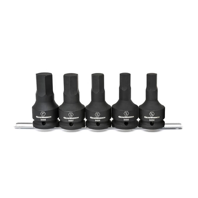 GearWrench 84899-06 5 Pc. 3/4" Drive Hex Bit Impact SAE Socket Set