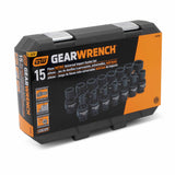 GearWrench 84918N 15 Pc. 3/8" Drive 6 Point Standard Universal Impact Metric Socket Set - 3