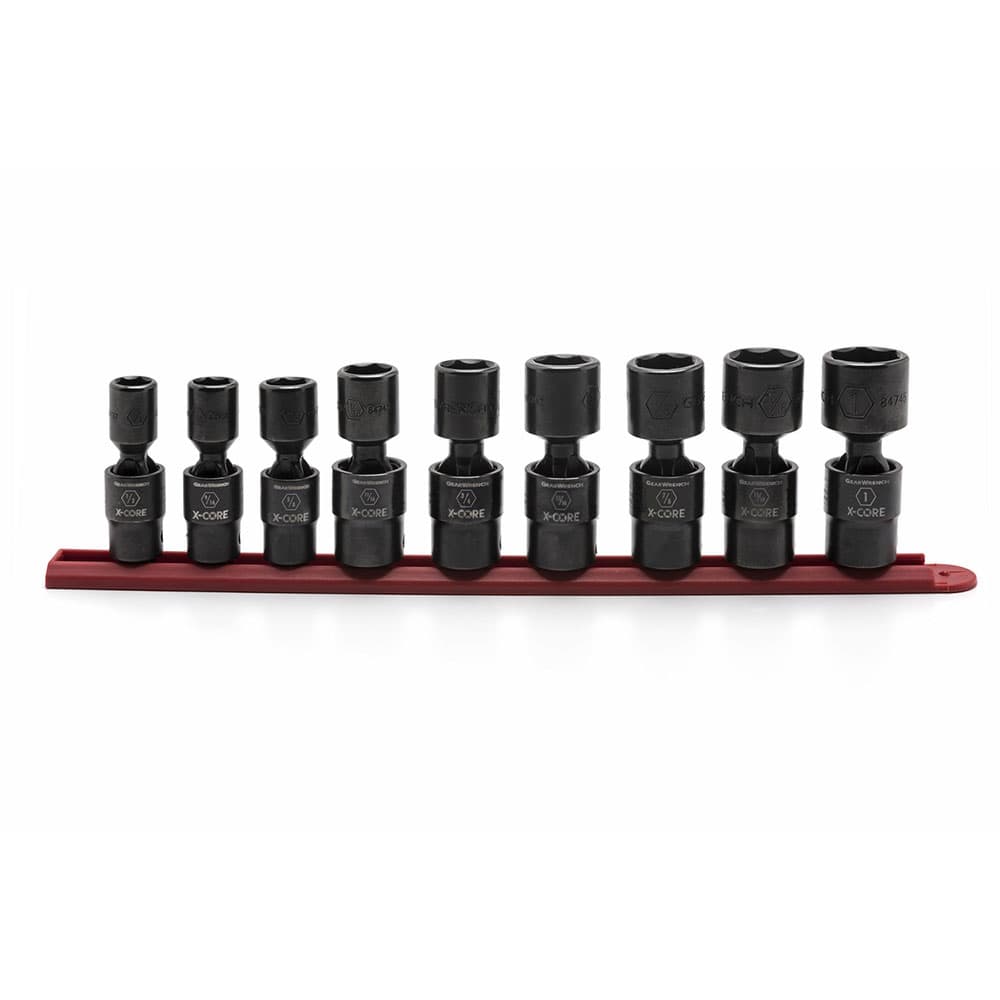 GearWrench 84978 9 Pc. 1/2" Drive 6 Point Standard X-Core Pinless Universal Impact SAE Socket Set