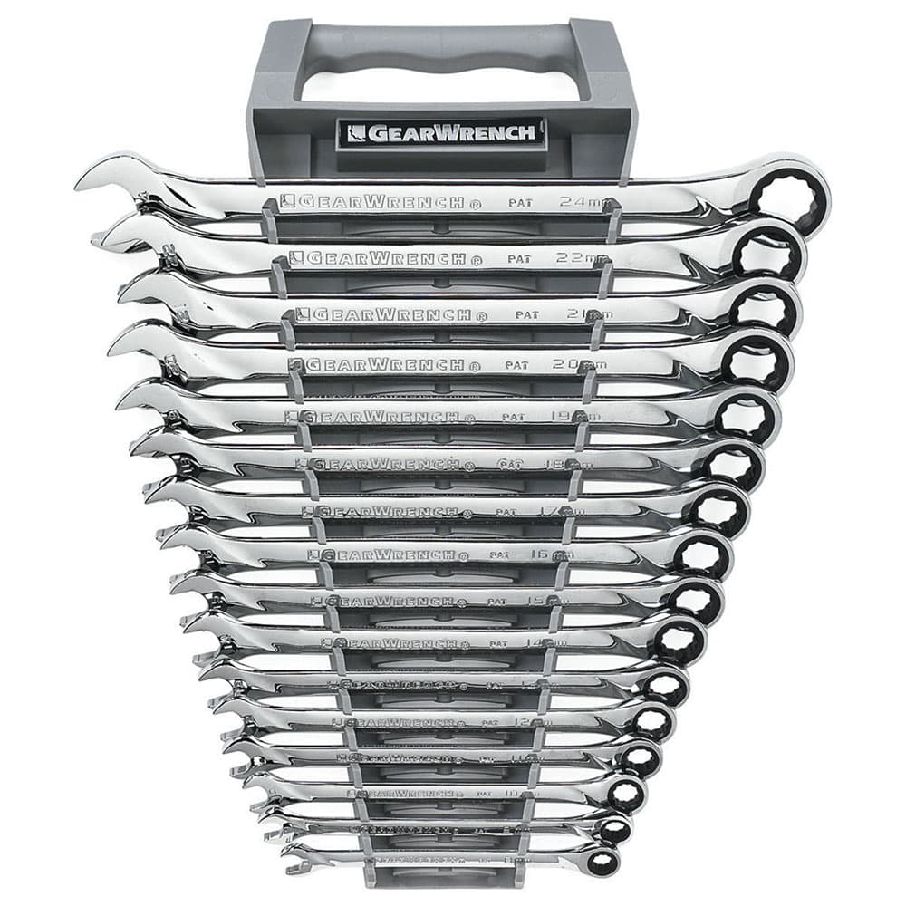 GearWrench 85099 16 Pc. 72-Tooth 12 Point XL Ratcheting Combination Metric Wrench Set