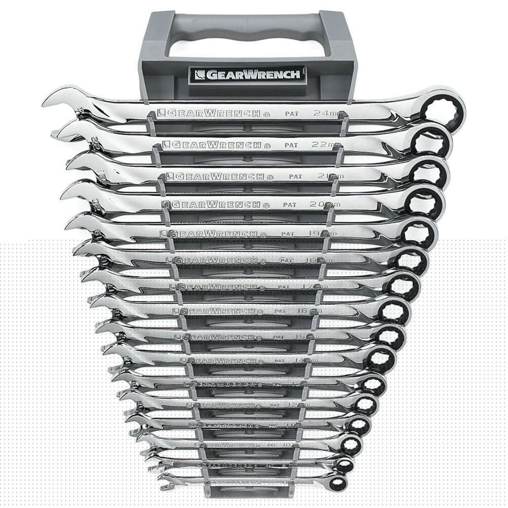 GearWrench 85099 16 Pc. 72-Tooth 12 Point XL Ratcheting Combination Metric Wrench Set
