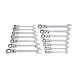 GearWrench 85141 14 Pc. 72-Tooth 12 Point Flex Head Ratcheting Combination SAE/Metric Wrench Set - 10