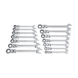 GearWrench 85141 14 Pc. 72-Tooth 12 Point Flex Head Ratcheting Combination SAE/Metric Wrench Set - 10