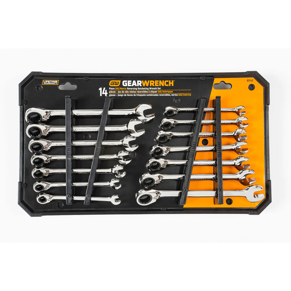 GearWrench 85142 14 Pc. 72-Tooth 12 Point Reversible Ratcheting Combination SAE/Metric Wrench Set - 2